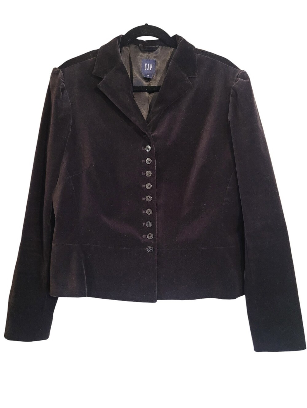 GAP Black Velvet Blazer Jacket Wmn 16 10 Buttons Pleated Career Casual Holiday